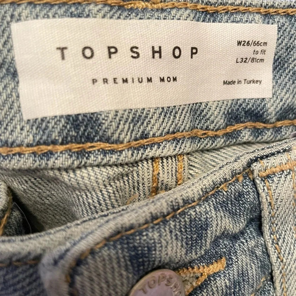 Topshop Premium Mom High Waisted Light Blue Jeans Size W26 Casual Preppy Premium - Picture 5 of 7